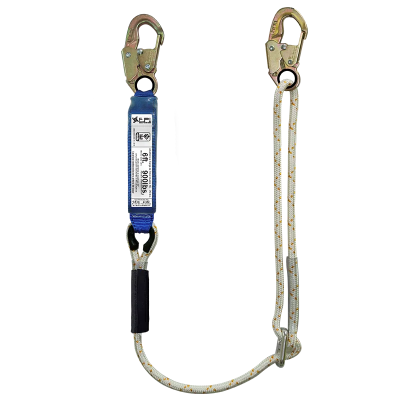 Eslinga de posicionamiento en cuerda de longitud graduable con absorbedor.